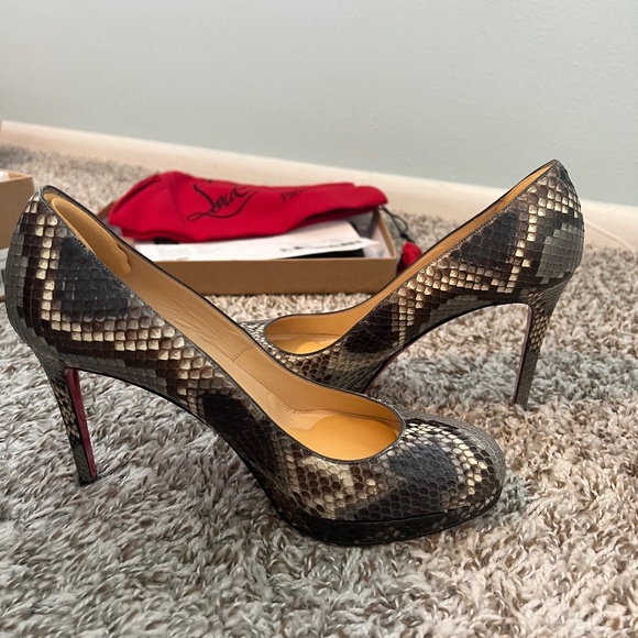 Christian Louboutin Python Platform Pumps - Grey/Black EU 37 - Picture 1 of 9